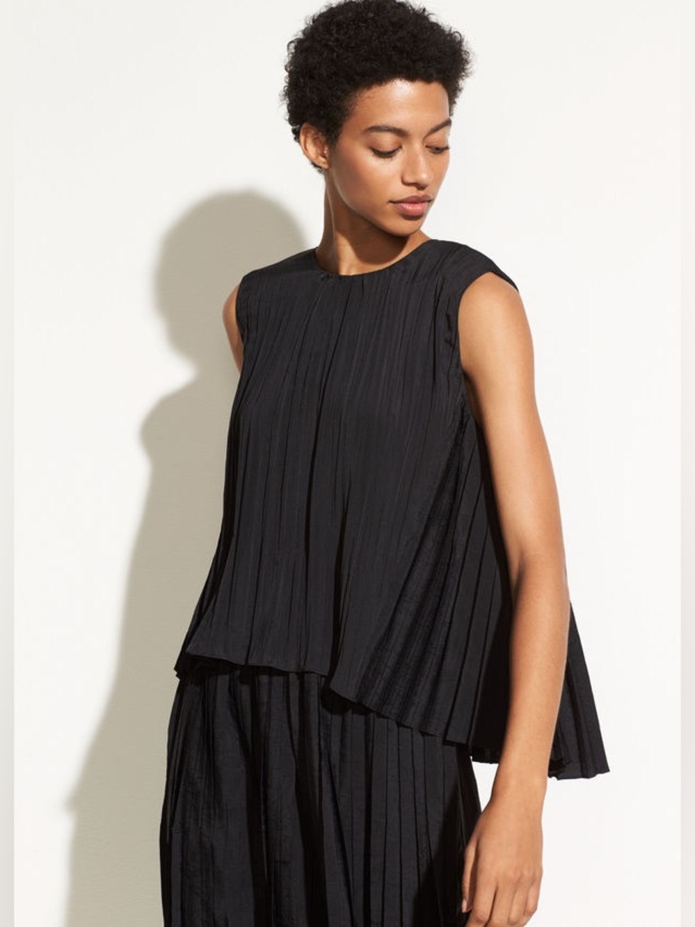 VINCE Pleated Shell Top